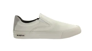 Seavees Hawhrone Slip auf Standard -Bleichpopel -Poplin von weißen Herrenschuhen