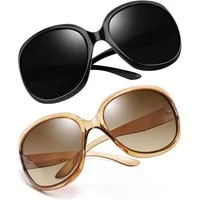 LuxusKollektion Sonnenbrille Sonnenbrille Damen Oversized B56-schwarz und Hellbraun Wie die Bilder