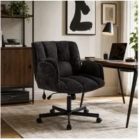 Leawin Drehstuhl Bürostuhl ergonomisch mit Rollen klappbaren Armlehnen, Breiter Schreibtischstuhl mit Air-Lordosenstütze, 150 kg