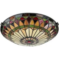 Licht-Erlebnisse Deckenleuchte FARFALLA 10, ohne Leuchtmittel, Deckenlampe Gelb Bronze E27 Glas Metall Tiffany Stil Beleuchtung