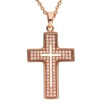 LÖB Kette mit Anhänger 18K Roségold vergoldet Zirkonia Steine Kette Kreuz Anhänger Kreuzkette (Geschenke für Frauen Damen Beste Freundin Mutter Mama Ehefrau Oma sie zum Geburtstag Schmuck Sommer, Inkl. Schmuckbox), Halskette Glitzer Strass Kreuzanhän