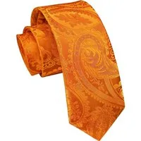 LuxusKollektion Krawatte Krawatte schmale Herren 6cm Hochzeit Einheitsgröße Orange Paisley