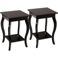 COSTWAY Nachttisch (2-St), mit Ablage, 2 Ebene Beistelltisch Holz, 40x40x60cm