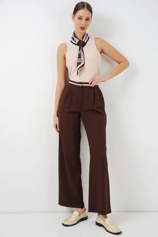 Hochtaillierte Weite Beinhosen mit Taschen