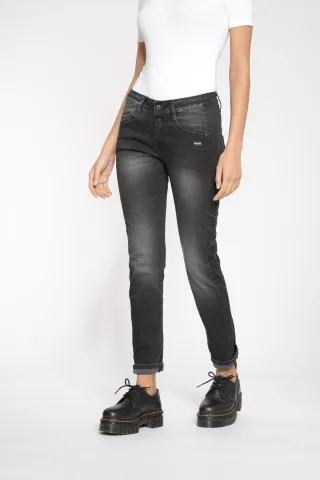 GANG Damen Jeans 94SANA CROPPED - slim fit Jeans total black vint