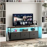 Simurq Lowboard TV-Schrank,Fernsehtisch mit 3 Schubladen,offenen Fächern, Wohnzimmer, RGB-LED-Beleuchtung, 3 Schubladen, Stauraum, 40-50-Zoll-Fernseher