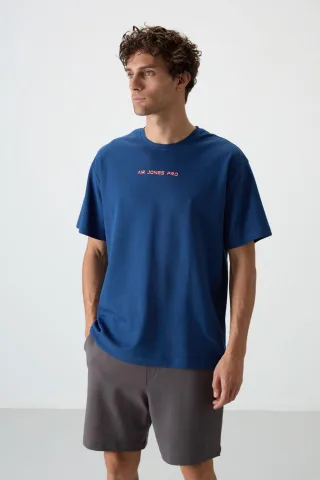Übergröße Bedrucktes Rundhals-T-Shirt