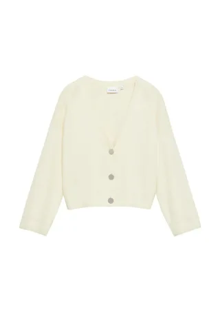 comma - Strickjacke mit V-Ausschnitt im Boxy-Fit beige - Gr. - 42