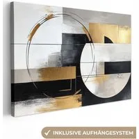OneMillionCanvasses® Leinwandbild Abstrakt - Gold - Silber - Formen - Ästhetik, Fotodruck (1 St), Leinwand Bilder Klein, Wand Dekoration Aesthetic 30x20 cm