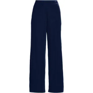 Samthose mit weitem Bein, Damen,  Blau, Polyester, by Lands' End