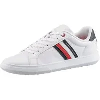 Tommy Hilfiger ESSENTIAL LEATHER CUPSOLE Sneaker, Freizeitschuh, Halbschuh, Schnürschuh mit typischen Streifen