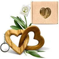 OLIQUE Dekofigur Verbundenes Herz aus Olivenholz – Symbol der Liebe und Verbundenheit