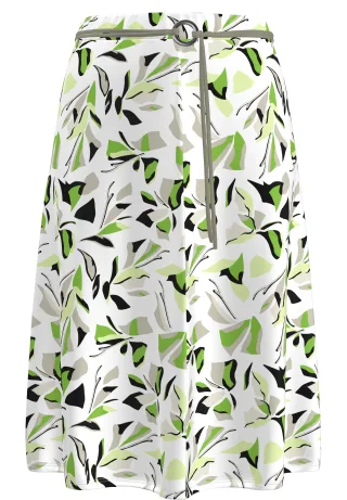 FRANK WALDER - A-Linien Rock ELEMENTS mit grafischem Muster ecru/spring green/schwarz - Gr. - 42