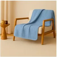 Plaid Musselin Plaid 120cmx180cm Hellblau, Sandiik, Made in Stuttgart