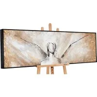YS-Art Gemälde Schönheit, Abstraktes Leinwand Bild Handgemalt Engel in Braun mit Rahmen