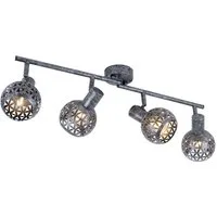 GLOBO LIGHTING Deckenspot, Leuchtmittel nicht inklusive, Deckenleuchte grau Spotleiste 4 Strahler Deckenlampe schwenkbar E14
