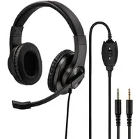 Hama Office Over-Ear Headset 2x 3,5mm Stereo Schwarz PC-Headset (Mikrofon, PC Büro Kophörer Mikrofon Mikro Kopfbügel 2m Kabel Fernbedienung)