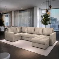 Masseno Ecksofa LORIVO mit Schlaffunktion U-Form, Sofa mit Bettkasten