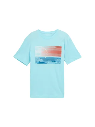 Tom Tailor - T-Shirt mit Foto-Print caribbean turquoise - Gr. - XL