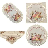 Westernlifestyle Tischdecke Osterdecke beige rosa Ostern Osterhasen Tischläufer Mitteldecke