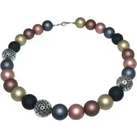 traumschmuck Collier 247y Halskette Perlenmix kupfer bronze braun silber (incl. Schmuckbox), handgefertigt, Made in Germany