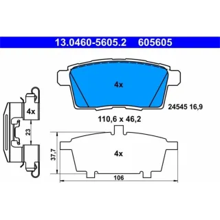 ATE Bremsbel?ge hinten Mazda Cx-7 Cx-9