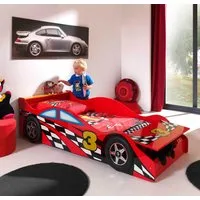 Vipack Autobett Racer, inkl. Stauraum vorne, mit Lattenrost, MDF lackiert (B/H/T ca. 175x48x78cm, seitliche Räder sind geststehend), ein Highlight im Kinderzimmer