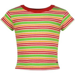 vingino - Icon-fancy stripe rib tee goji berry - Gr. - 152