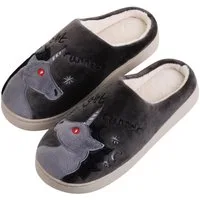 Katara Tier Pantoffeln Gr. 34-41 (Einhorn, Katze, Hase) Plüsch Hausschuhe Hausschuhe, weich, warm, süß, kuschelig, Plüsch Einhorn (Schwarz)