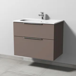 Sanipa 3way Waschtischunterbau zu Geberit Acanto Slim Waschtisch mit 2 Auszügen, Taupe-Matt UP4111T