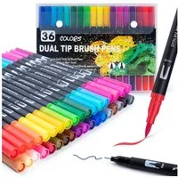 FOUORTUNATE-BEE Filzstift Doppelbürsten-Stiftset mit Wasserfarbe – 24/36/72 Farben, (36-tlg), Feinliner- & Brushpen-Set für Malbücher, Handlettering und Manga