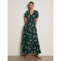 Apricot Maxikleid Maxikleid in Aquarelloptik mit Smockdetails
