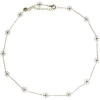 Capelli New York Schmuckset Halskette mit Perlenblüten – Edelstahl, 18K vergoldet