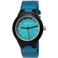 Holzwerk Quarzuhr FALKENSEE kleine Damen Leder & Holz Armband Uhr, türkis blau & schwarz