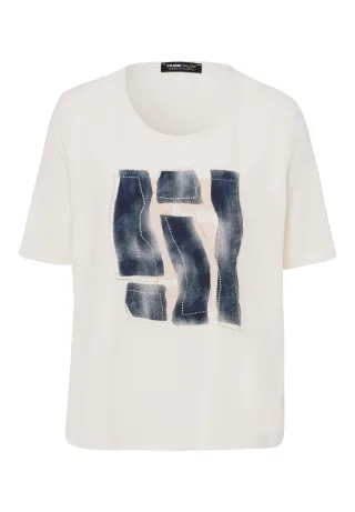 FRANK WALDER - Shirt CAFÉ AU BLEU mit Motivprint ink/ecru - Gr. - 44