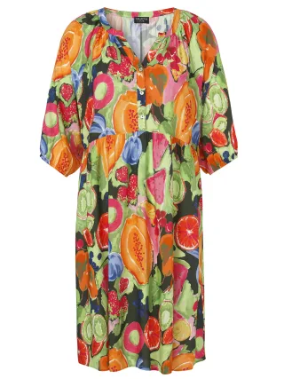 VIA APPIA DUE - Kleid V-Ausschnitt 3/4 Arm Druck flamingo multicolor - Gr. - 50