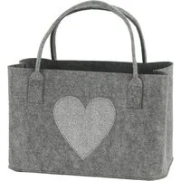 mucHome Aufbewahrungstasche Filztasche mit Glitzer-Herz Design, Grau oder Anthrazit Farbe zufällig (1-tlg)