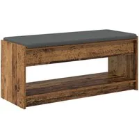 vidaXL Sitzbank Flurbank mit Kissen mit Regal Altholz 103 x 38 x 45 cm (1-St)
