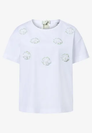 MORE & MORE - T-Shirt mit Blüten-Applikation weiß - Gr. - 42