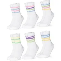 OCCULTO Sportsocken Damen Retro Tennis Socken 6er Pack (Modell: Steffi) (6-Paar)