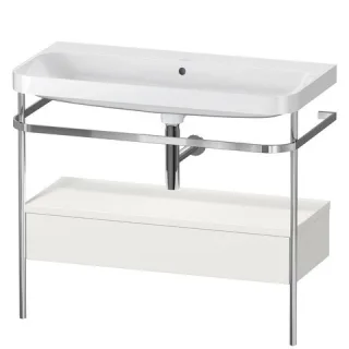 Duravit Happy D.2 Plus c-shaped Set mit Metallkonsole und Schubkasten Nordic Weiß Seidenmatt 975x490 HP4843N3939