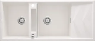 Neuesbad 2-Becken Spüle mit DRAINING BOARD, mit Zubehör, Alabaster Granit NB1DEZRMA2131