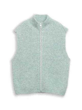 Denim Tom Tailor - Pullunder mit Stehkragen silver cloud blue melange - Gr. - S