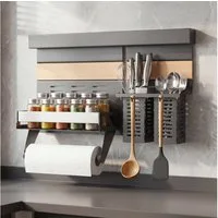 doporro Küchenregal Küchenorganizer-set Multifunktional aus Metall Wandmontage 52/82cm, 52-cm-Schiene trägt bis zu 10.5kg, 82-cm-Schiene trägt bis zu 15kg