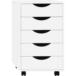 Woltu Rollcontainer, Weiß, Holzwerkstoff, 5 Schubladen, Rechteckig, 40x66.5x40 cm, Arbeitszimmer, Container