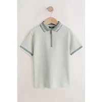 Next Poloshirt Kurzarm-Polohemd mit RV und Geo-Muster (1-tlg)