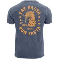 Neverless Print-Shirt Herren Vintage T-Shirt Backprint Eat Pasta Run Fasta Leopard mit Print