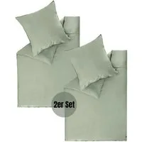 SCHÖNER WOHNEN-Kollektion Bettwäsche PLAIN Satin Bettwäsche, Baumwolle, 2 teilig, 140 x 200 cm - 2er Set in Grün