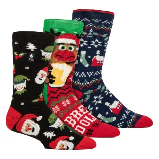 3 Paar Herren Weihnachts-Socken mit Thermal-Eigenschaften