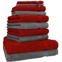 Betz Handtuch Set 10-TLG. Handtuch-Set Premium Farbe Dunkelrot & Anthrazit, 100% Baumwolle (Set, 10-St), saugstark und strapazierfähig